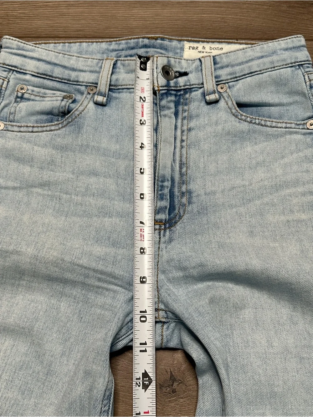 Rag & Bone Nina High Rise Ankle Flare Stretch Frayed Blue Jeans Size 24